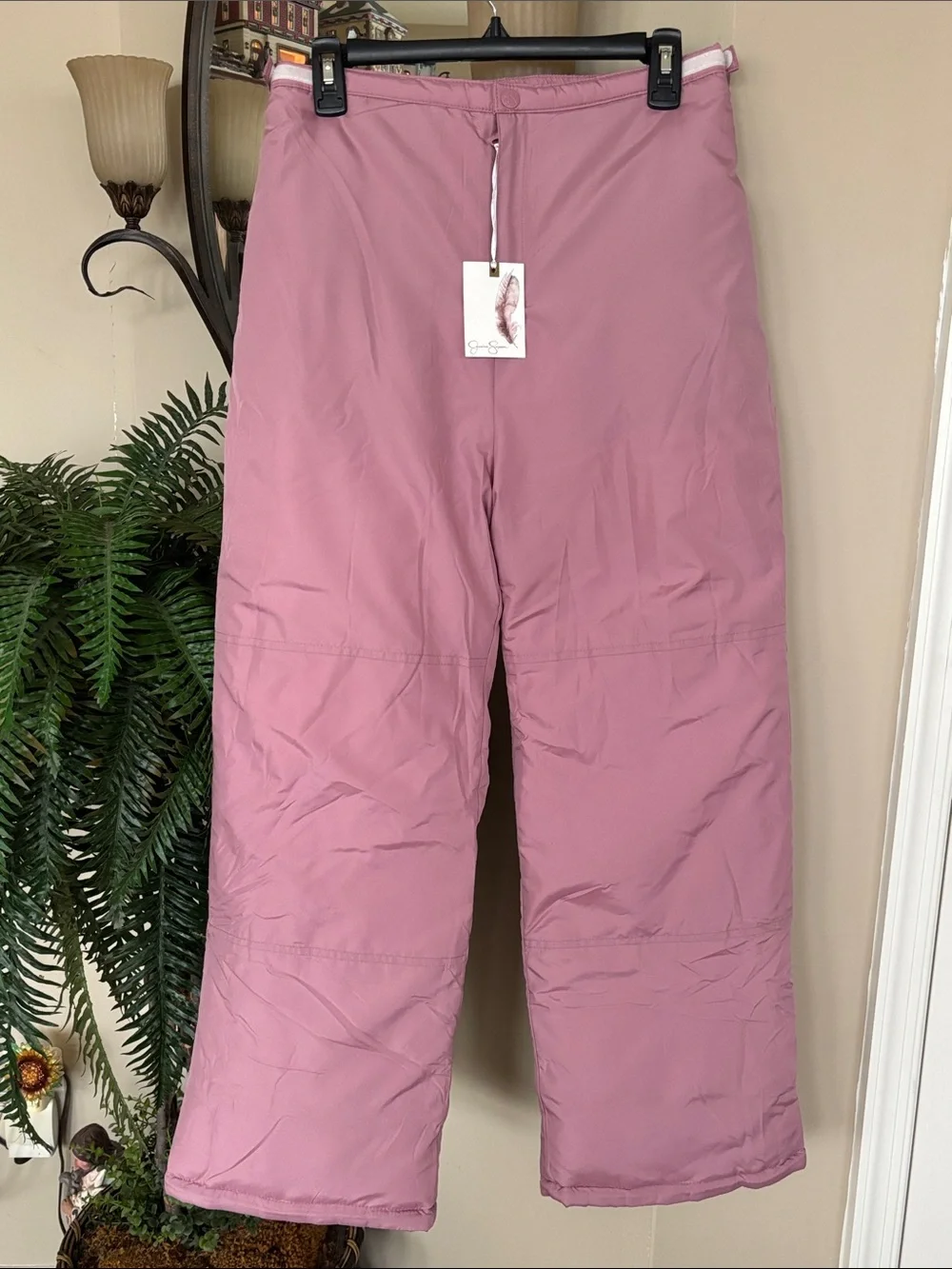 Brand New Jessica Simpson Mauve Pink Snow Pants Ski Tween Puffy Adjustable Waist